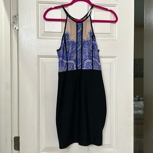 Blue and black short dresss